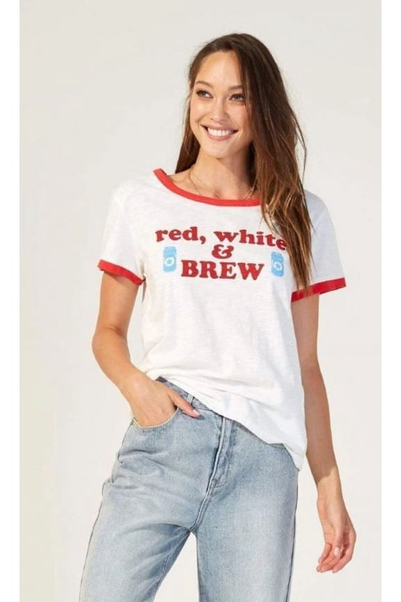 Red and White Brew Tee, Small