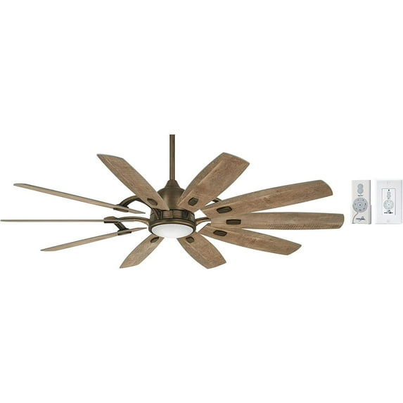 Minka-Aire Barn 65" LED Ceiling Fan with 10 blades - Heirloom Bronze w/ Extra Wall Control - F864L-HBZ-W