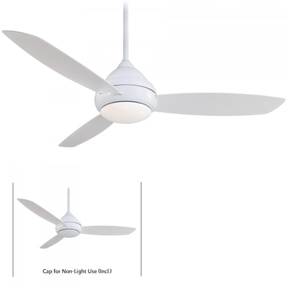 Minka-Aire Concept I Wet 58-Inch 3-Blade Ceiling Fan in White Finish W/ White Blades & White Opal Glass - F477L-WH