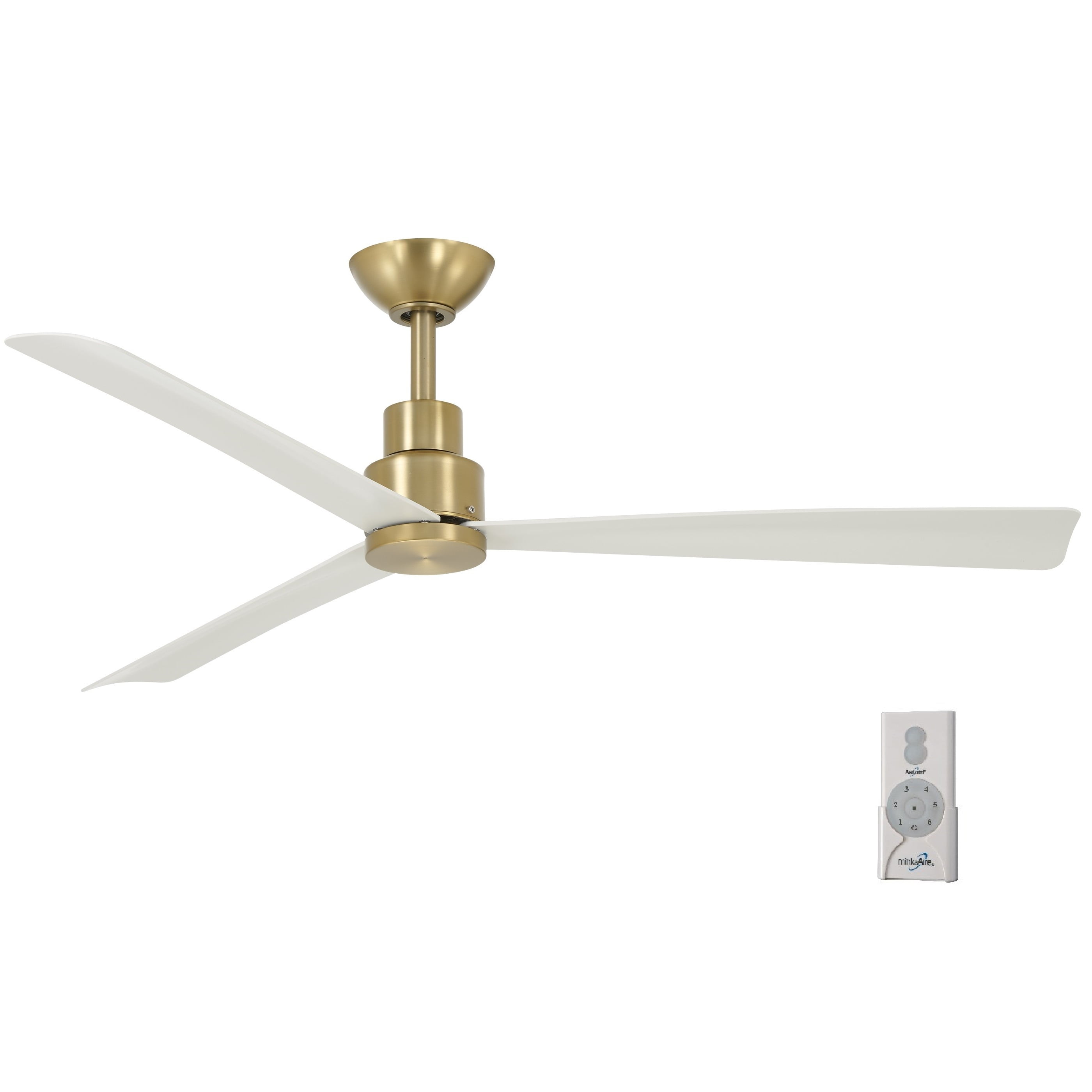 "MinkaAire Simple 52"" Ceiling Fan, Soft Brass with Flat White Blades