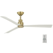 Minka-Aire F787-SBR/WHF, Simple 52 Inch Protruding Mount Ceiling Fan in Soft Brass with Flat White Blades, Remote Control
