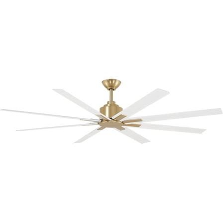 MINKA-AIRE F896-65-SBR/WHF Xtreme H2O 65 Inch DC Motor Outdoor Ceiling Fan with Remote Control in Soft Brass Finish with Flat White Blades