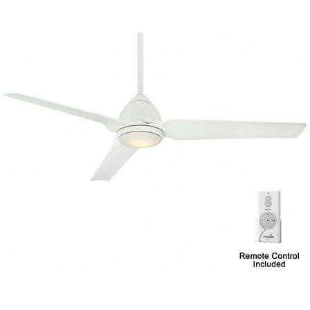 Minka-Aire Java 54-Inch 3-Blade Ceiling Fan in Flat White Finish W/ Flat White Blades & Etched Opal Glass - F753L-WHF