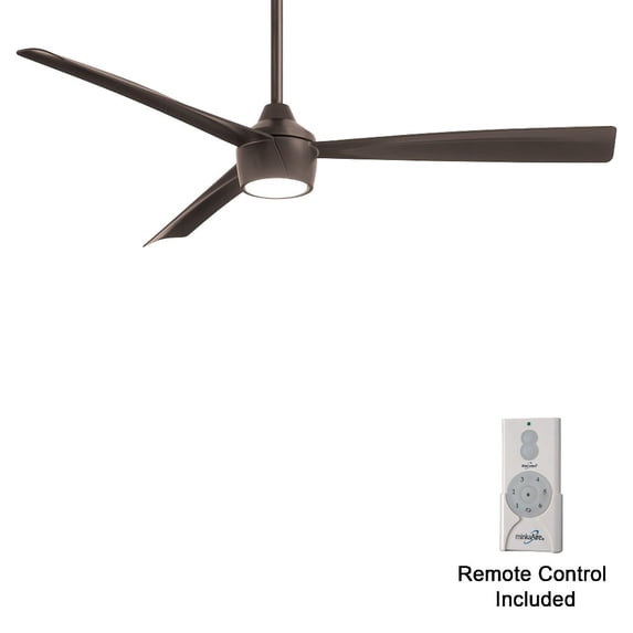 Minka-Aire Skinnie 56-Inch 3-Blade LED Ceiling Fan in Oil Rubbed Bronze Finish W/ Oil Rubbed Bronze Blades & Etched Lens - F626L-ORB