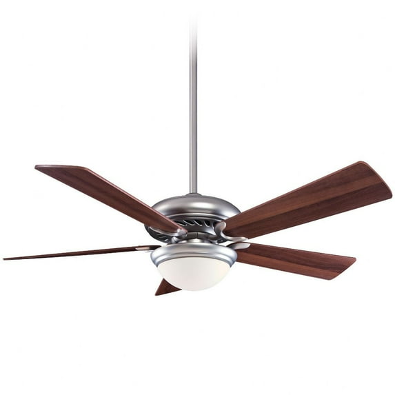 F569L-BS/DW-Minka Aire Fans-Supra - 5 Blade Ceiling Fan with Light Kit-17 Inches Tall and 52 Inches Wide-Brushed Steel Finish-Dark Walnut Blade Color