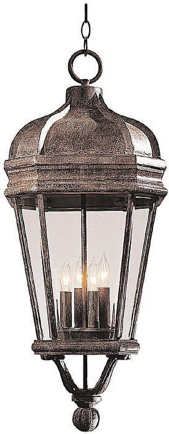 Vintage Rust 29" Outdoor Hanging Lantern with Clear Beveled Glass