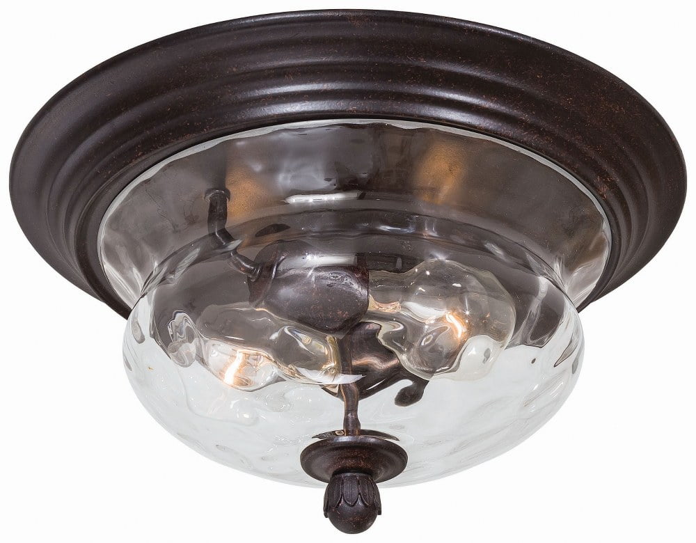 Corona Bronze Merrimack Outdoor Flush Mount with Clear Hammered Glass