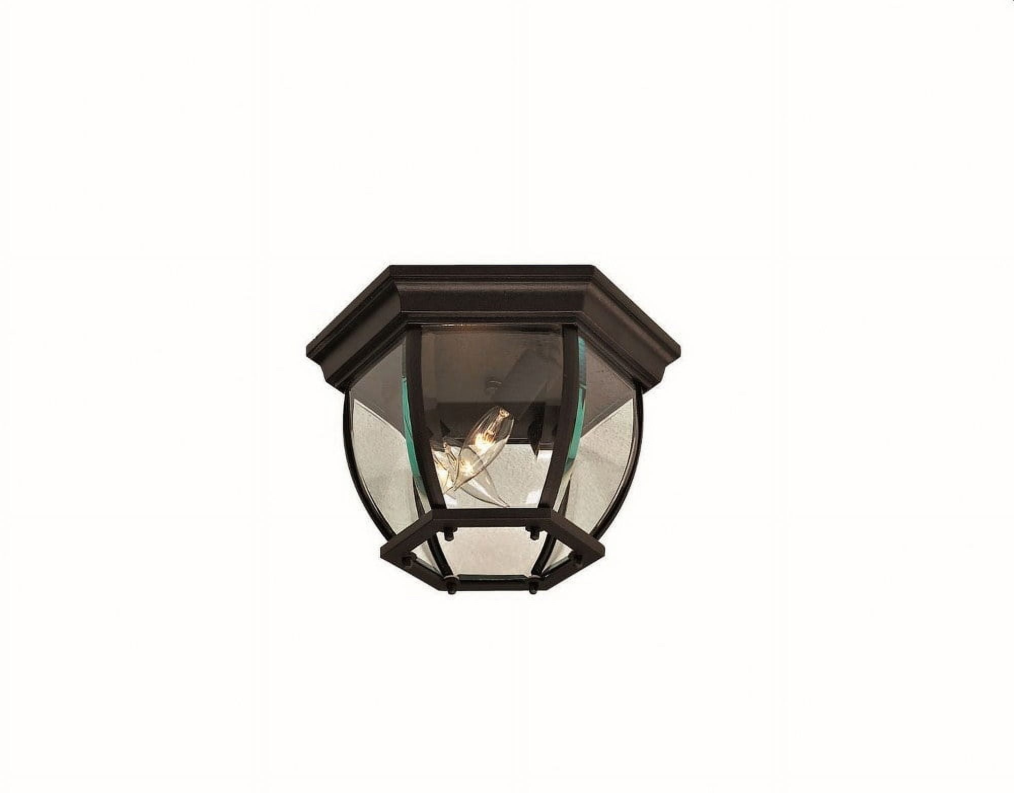 Black Bevel Bend Glass 3-Light Outdoor Flush Mount