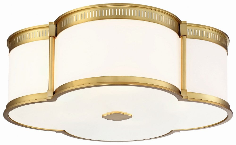 Liberty Gold Etched White Glass 22" LED Drum Ceiling Light