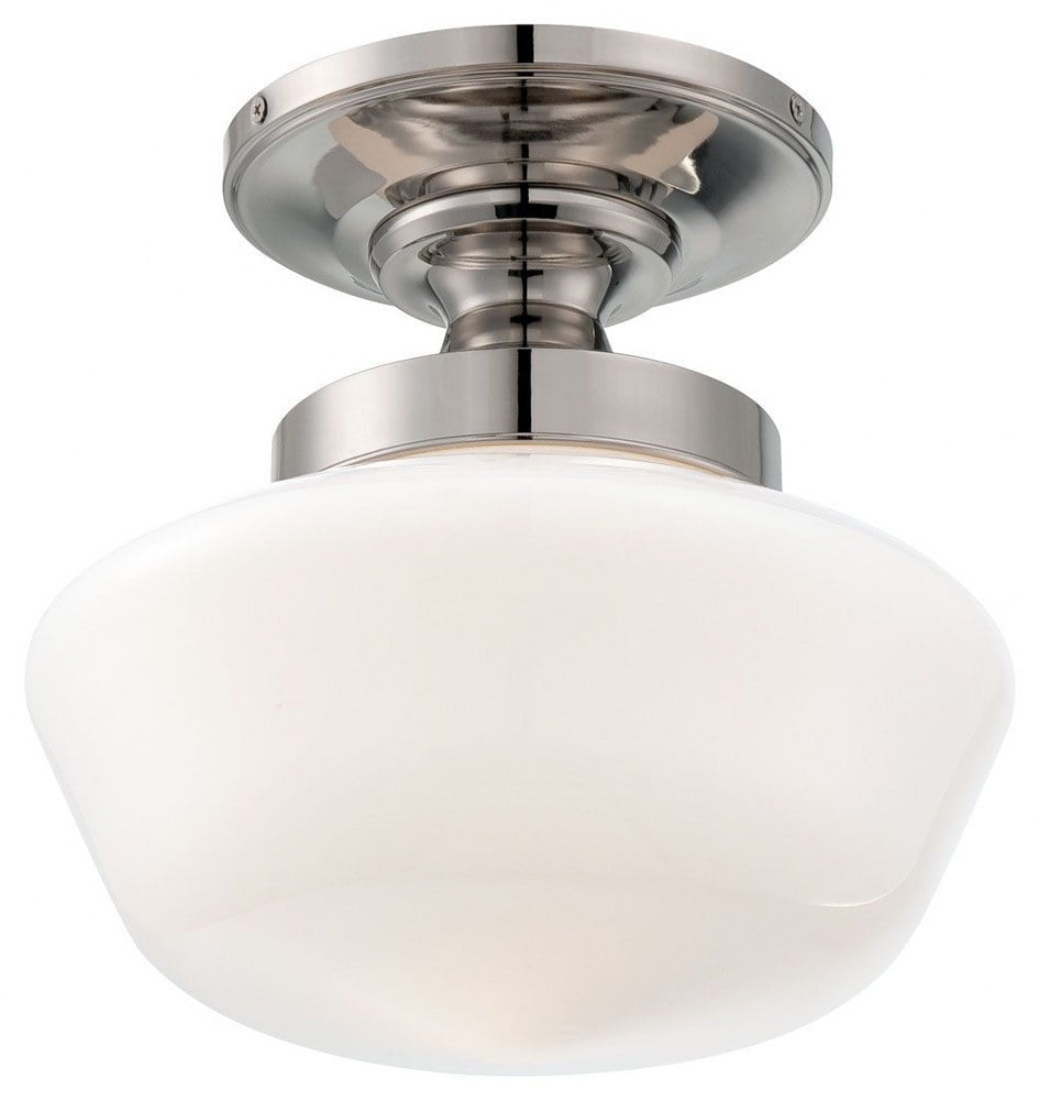 Elegant Opal Glass Bowl Ceiling Light in Polished Nickel