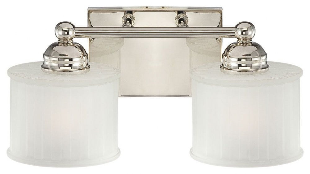 Polished Nickel Etched Glass 2-Light Cylinder Bath Vanity