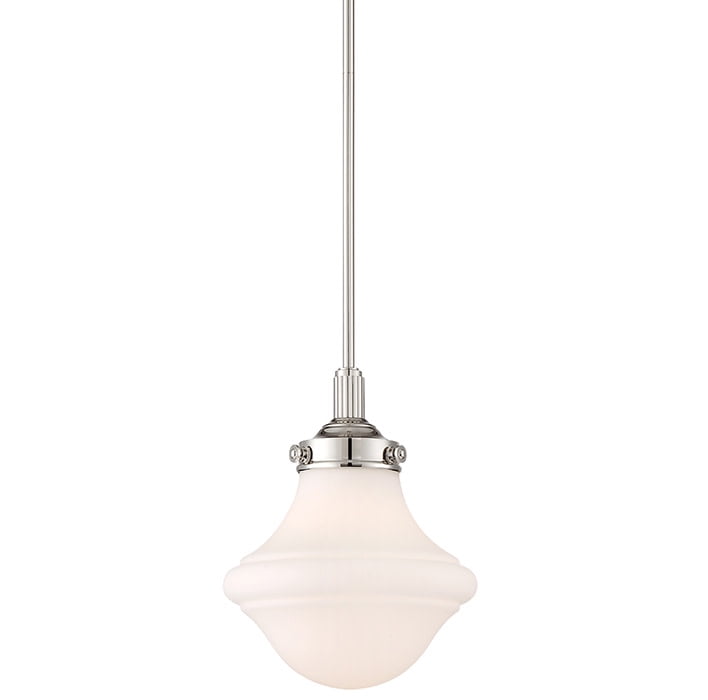 Madison Avenue 10'' Polished Nickel School House Glass Pendant