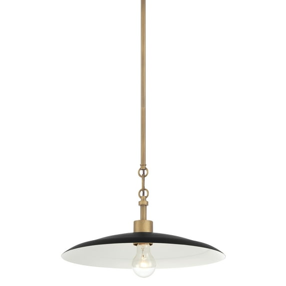 Minka Lavery 296 York 16" Wide Pendant - Dark Matte Black / Natural Brass
