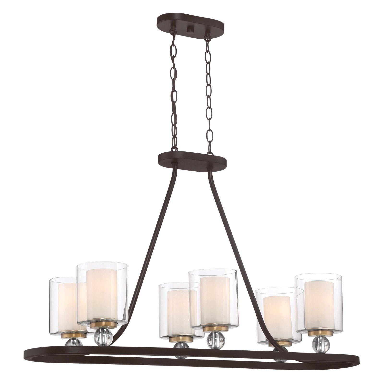 Painted Bronze and Brass 6-Light Island Chandelier