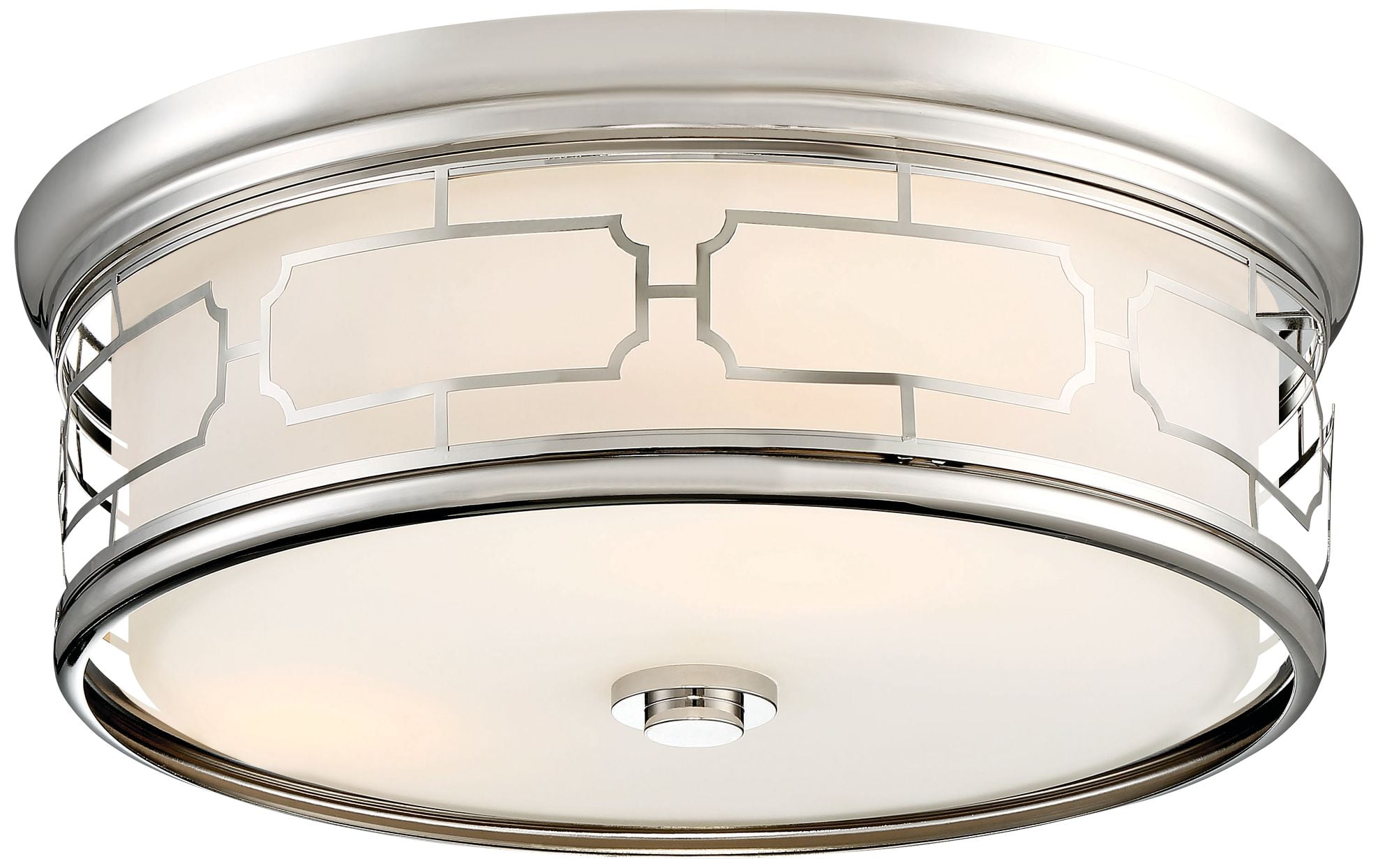 Elegant Polished Nickel 16" LED Drum Flush Mount with Opal Glass