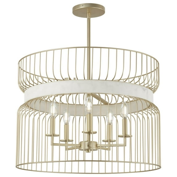 Minka Lavery - Park Slope - 5 Light Pendant with Faux Alabaster Ring 17.13