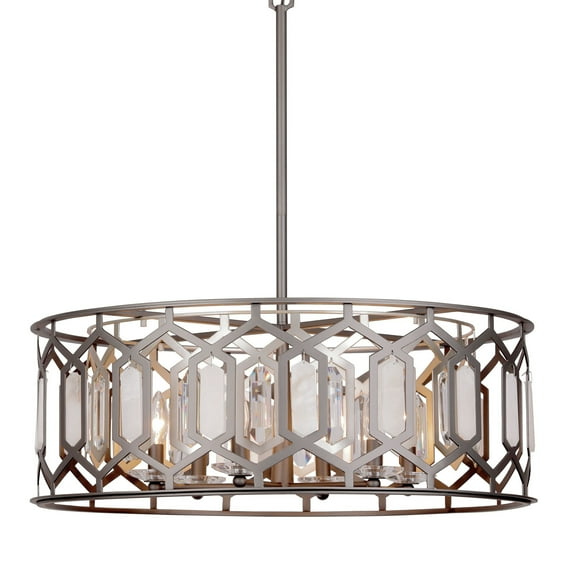 Minka Lavery 3587 Hexly 6 Light 28" Wide Crystal Pendant - Coal