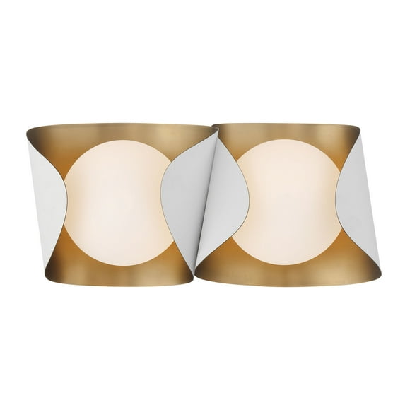 Minka Lavery 3772 Flare 2 Light 17" Wide Bathroom Vanity Light - Sand White / Legacy Brass