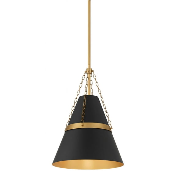 Minka Lavery 3933 Springfield 12" Wide Pendant - Dark Matte Black / Legacy Brass