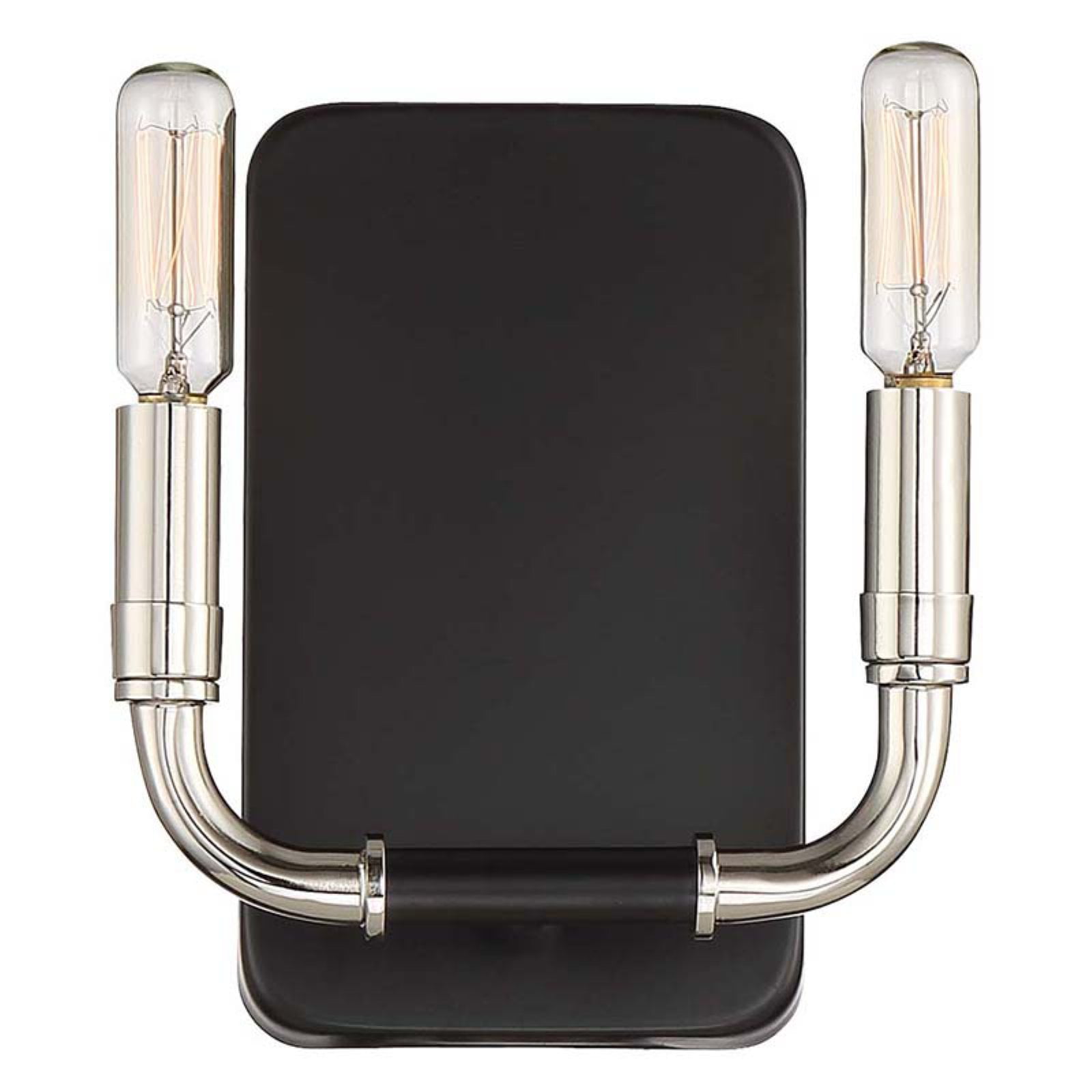 Matte Black and Polished Nickel 2-Light Wall Sconce