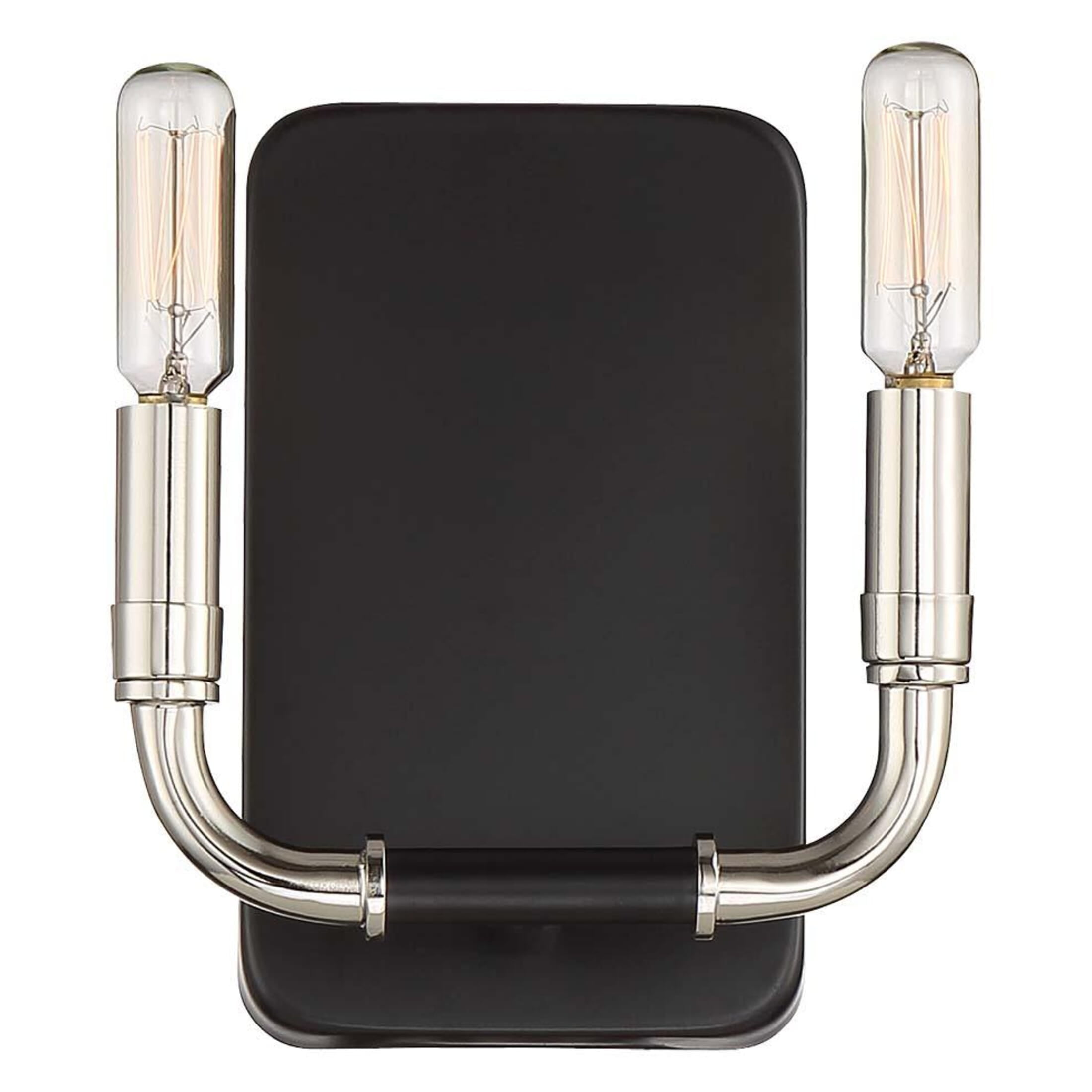 Matte Black and Polished Nickel 2-Light Wall Sconce