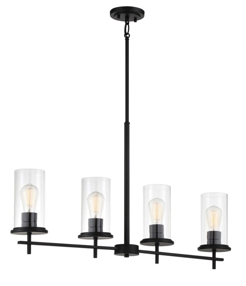 Haisley Coal Finish 4-Light Clear Glass Island Pendant