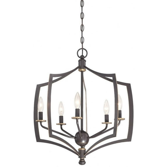 Chandelier 5 Light Downton Bronze/Gold In Transitional Style 23.75 Inches Tall By 23 Inches Wide -Traditional Installation Minka Lavery 4375-579