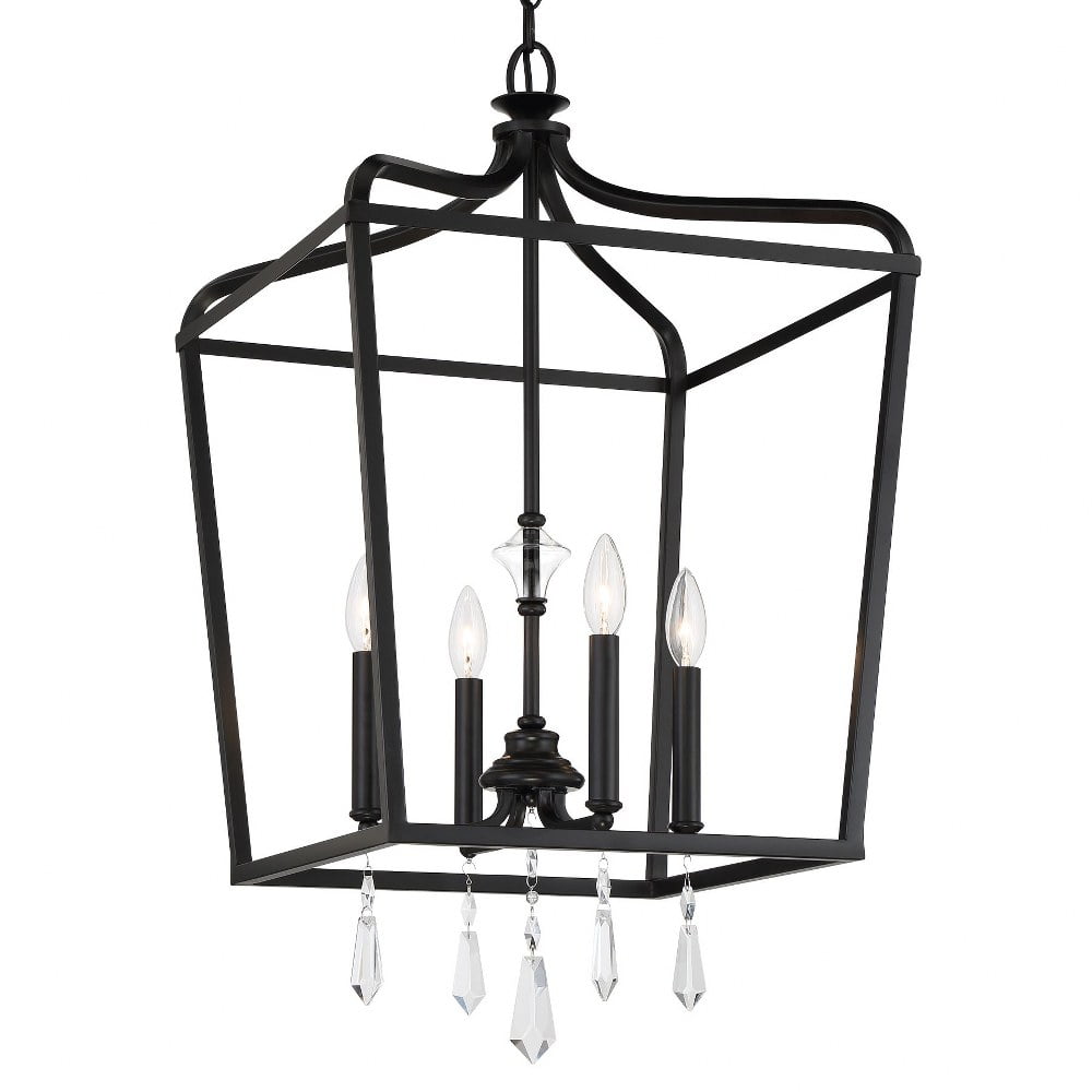 Laurel Estate Coal Finish 4-Light Clear Glass Lantern Chandelier