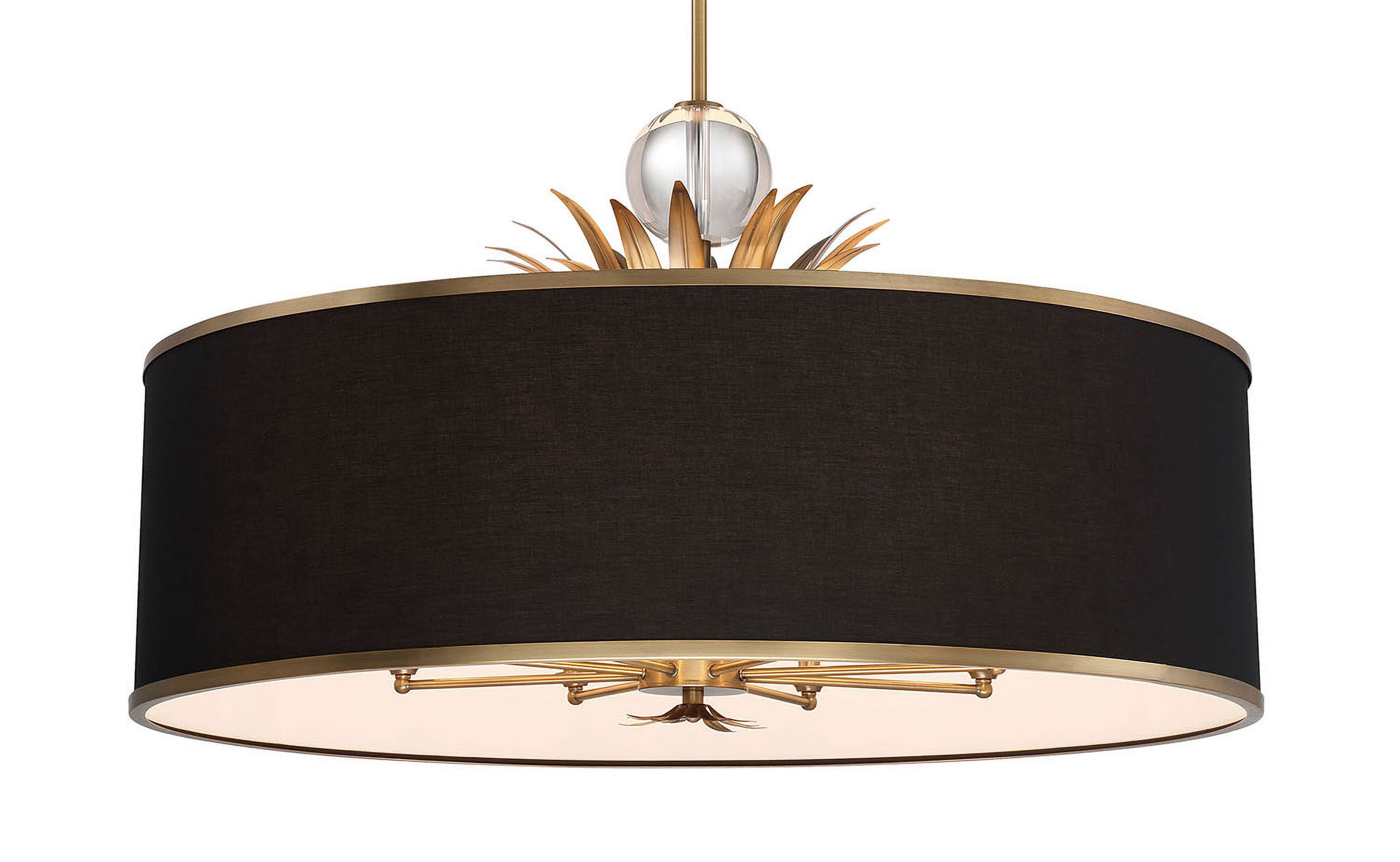 Natural Brushed Brass 8-Light Crystal Drum Pendant