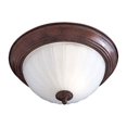 thumbnail image 1 of Antique Bronze Energy Star Two-Light Flush Mount with Etched Melon Glass, 1 of 2