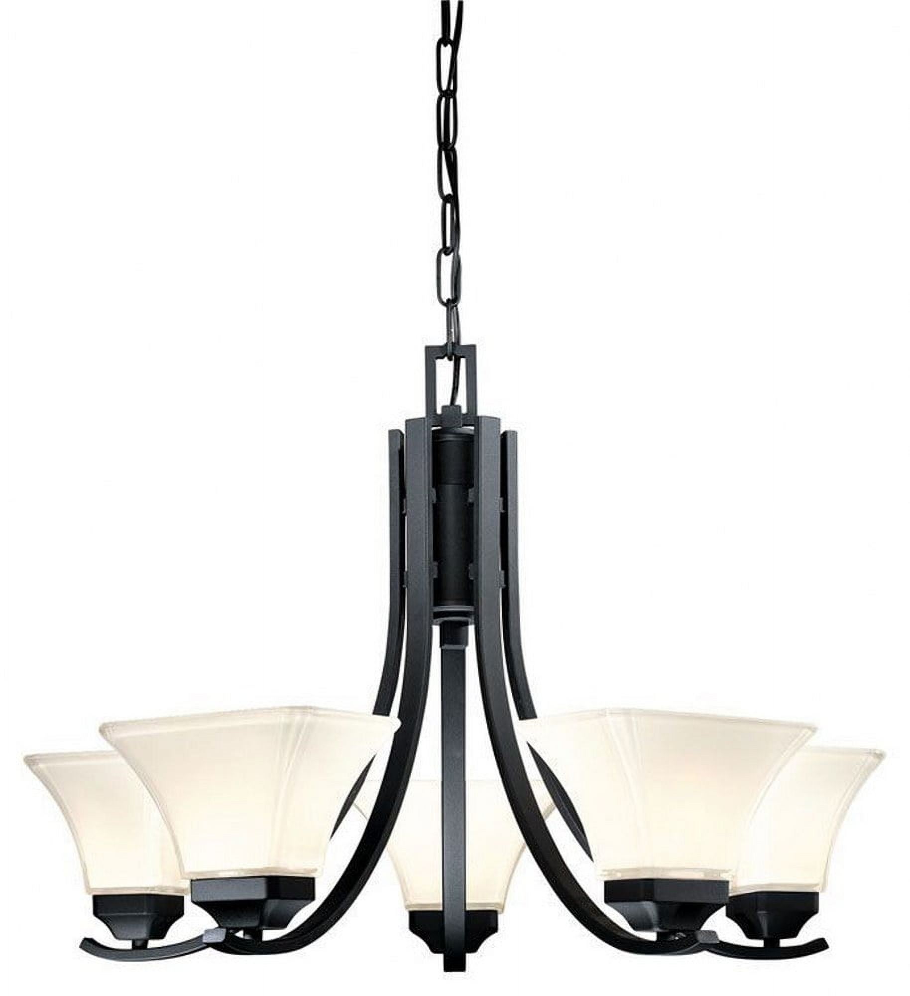 Black Lamina Bianca Glass 5-Light Chandelier