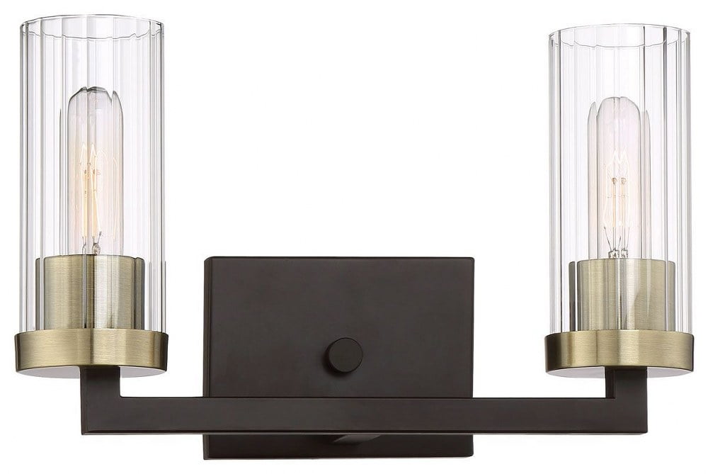 Kinston Aged Bronze 2-Light Vanity Sconce with Clear Glass