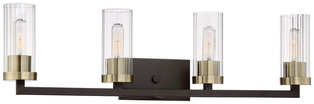 Ainsley Court Aged Bronze and Brass 4-Light Vanity Fixture