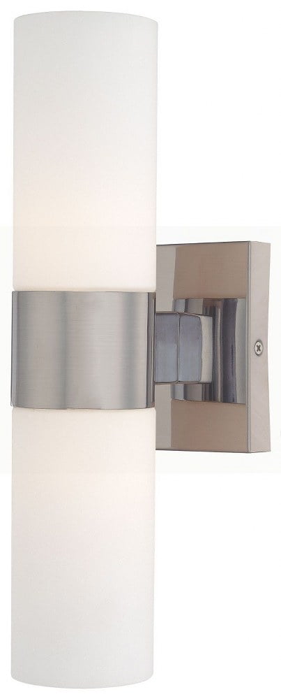 Brushed Nickel 2-Light Vanity with Etched Opal Glass Shades