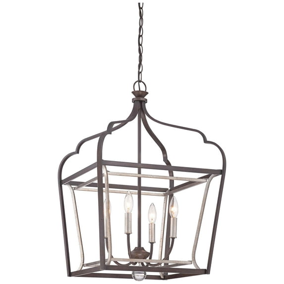 Minka Lavery Astrapia 18" Wide Rubbed Sienna Lantern 4-Light Foyer Pendant