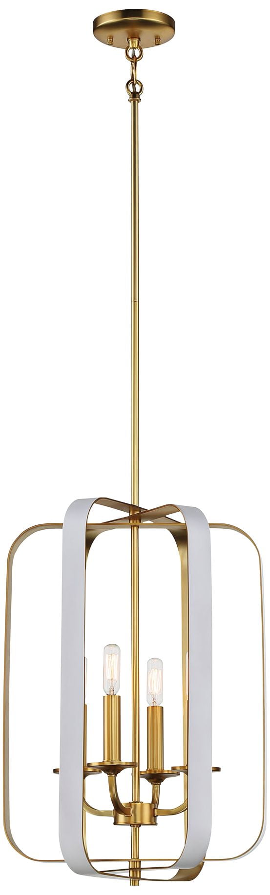 Aureum Matte White & Honey Gold 4-Light Open Cage Pendant