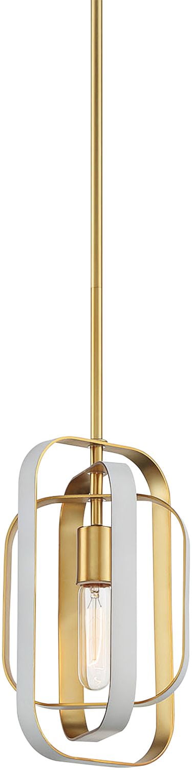 Aureum Matte White and Honey Gold Drum Pendant Light