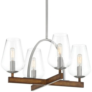 Convertible Chandelier 4 Light Koa Wood/Pewter Steel/Glass 15.63 Inches Tall By 20 Inches Wide     -Traditional Installation Minka Lavery 1064-699