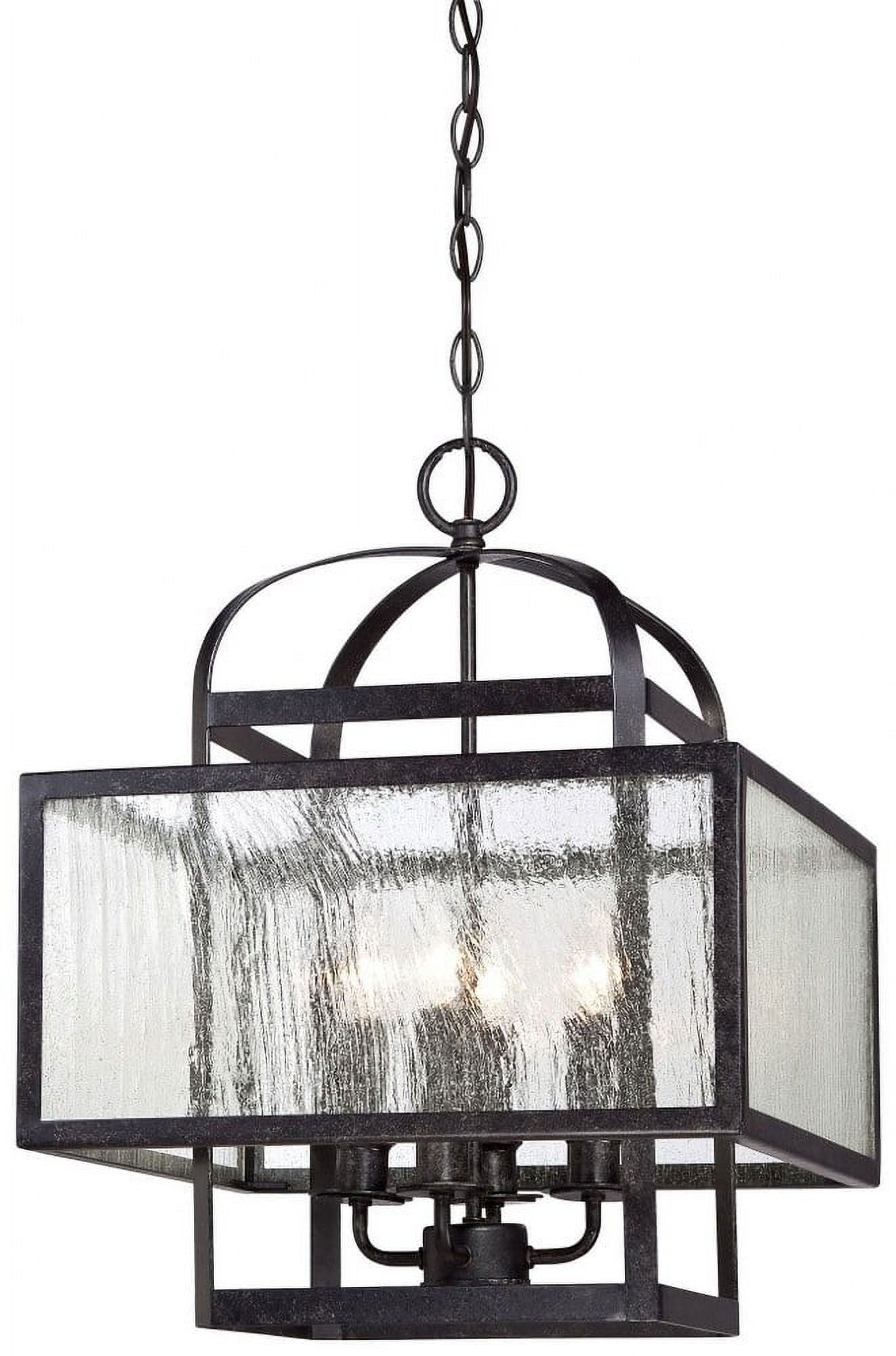Aged Charcoal Mini Chandelier with Clear Seeded Glass