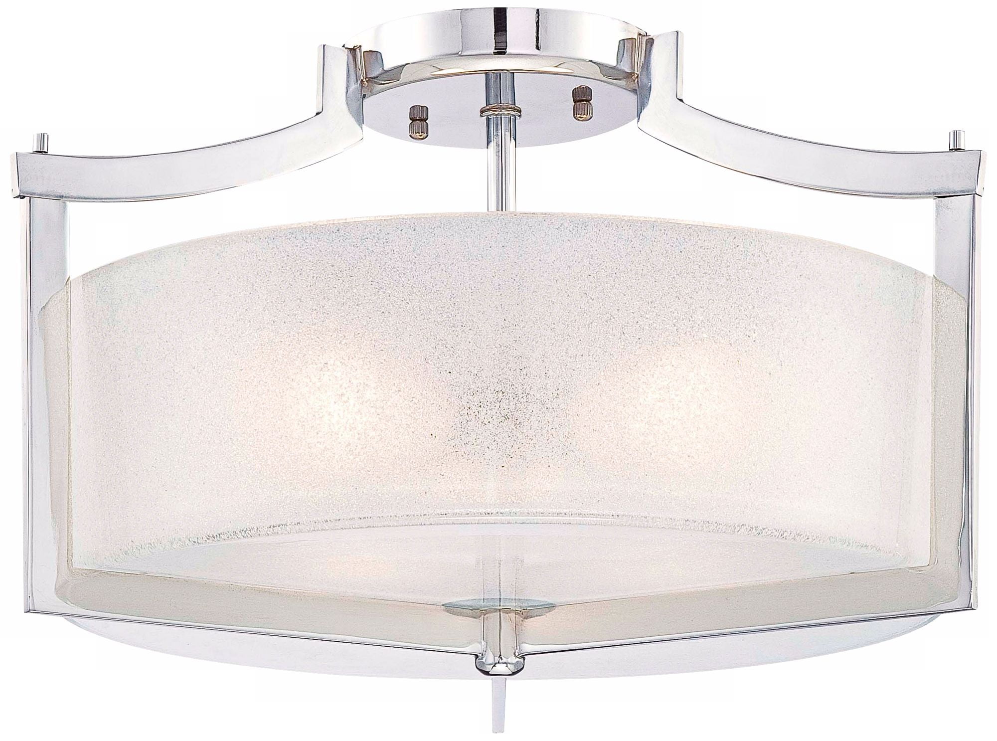 Clarte Chrome 3-Light Semi-Flush Mount with White Iris Glass