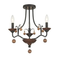 Minka Lavery - Colonial Charm - 3 Light Semi-Flush Mount-Coal Finish