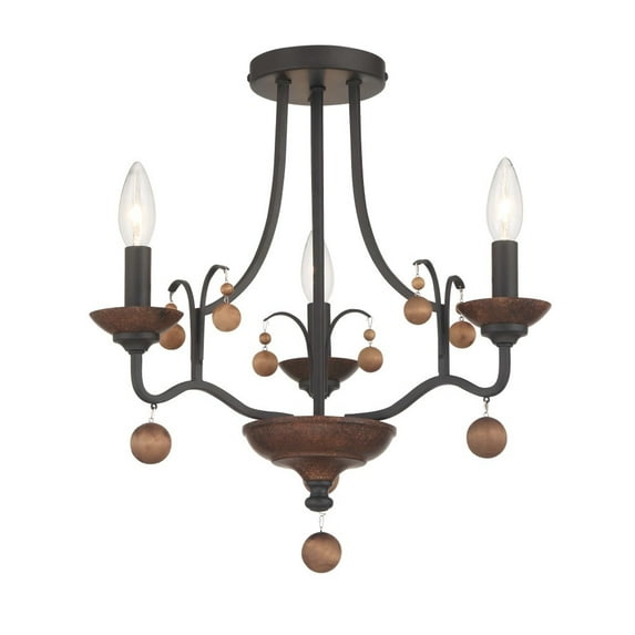 Minka Lavery - Colonial Charm - 3 Light Semi-Flush Mount-Coal Finish