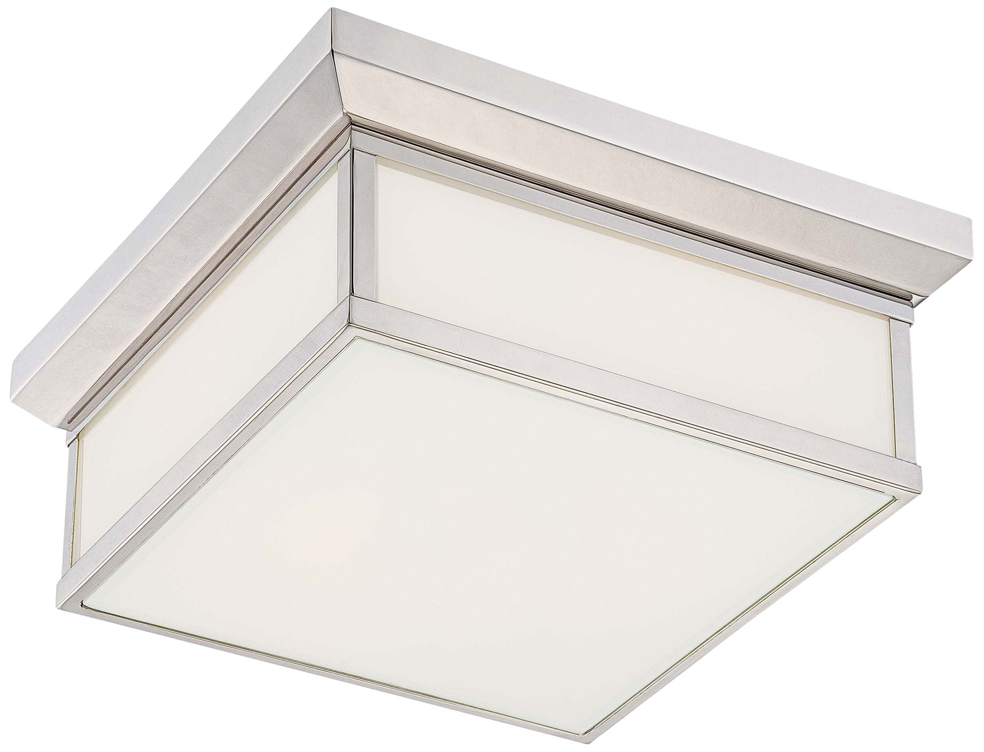 Elegant Polished Nickel Flush Mount Ceiling Light with White Glass