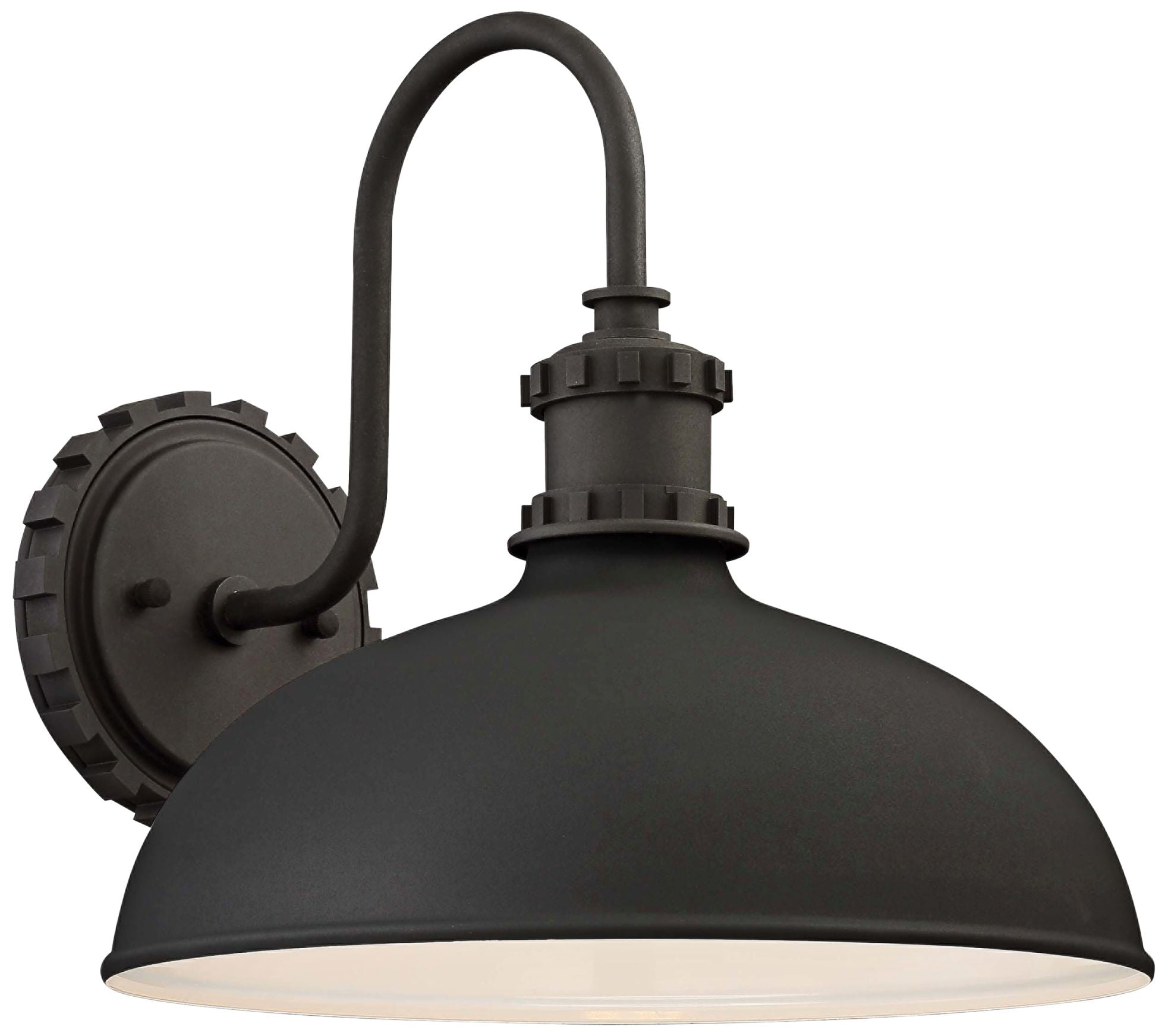 Industrial Matte Black Aluminum Outdoor Wall Light with Gooseneck Arm