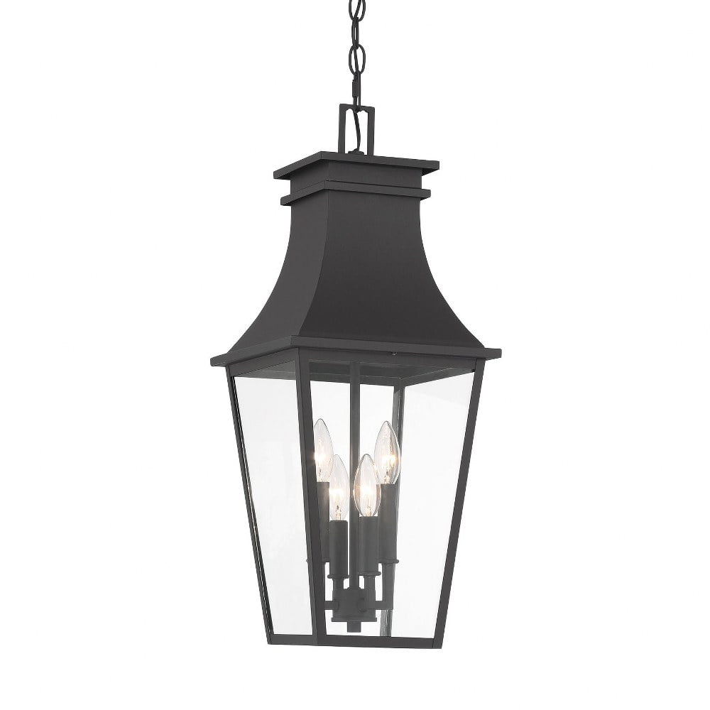 Sand Coal Black Glass 4-Light Outdoor Pendant