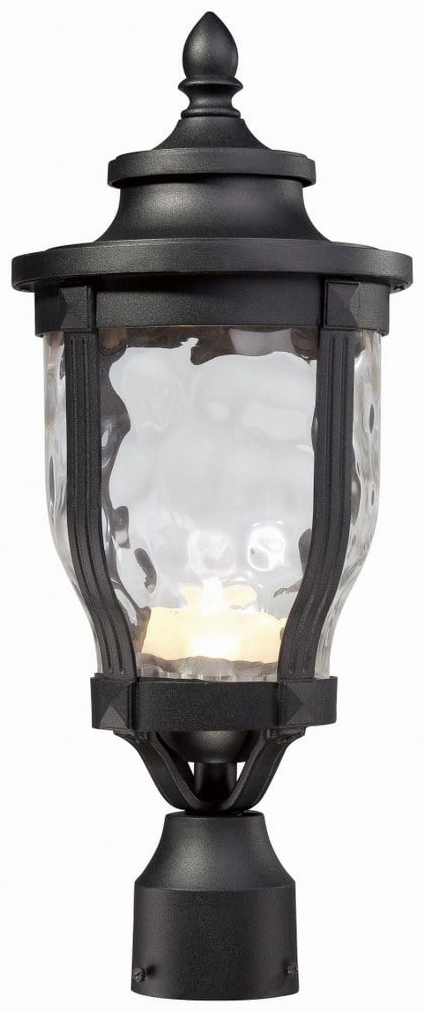 Merrimack Black LED Outdoor Post Light with Clear Hammered Glass