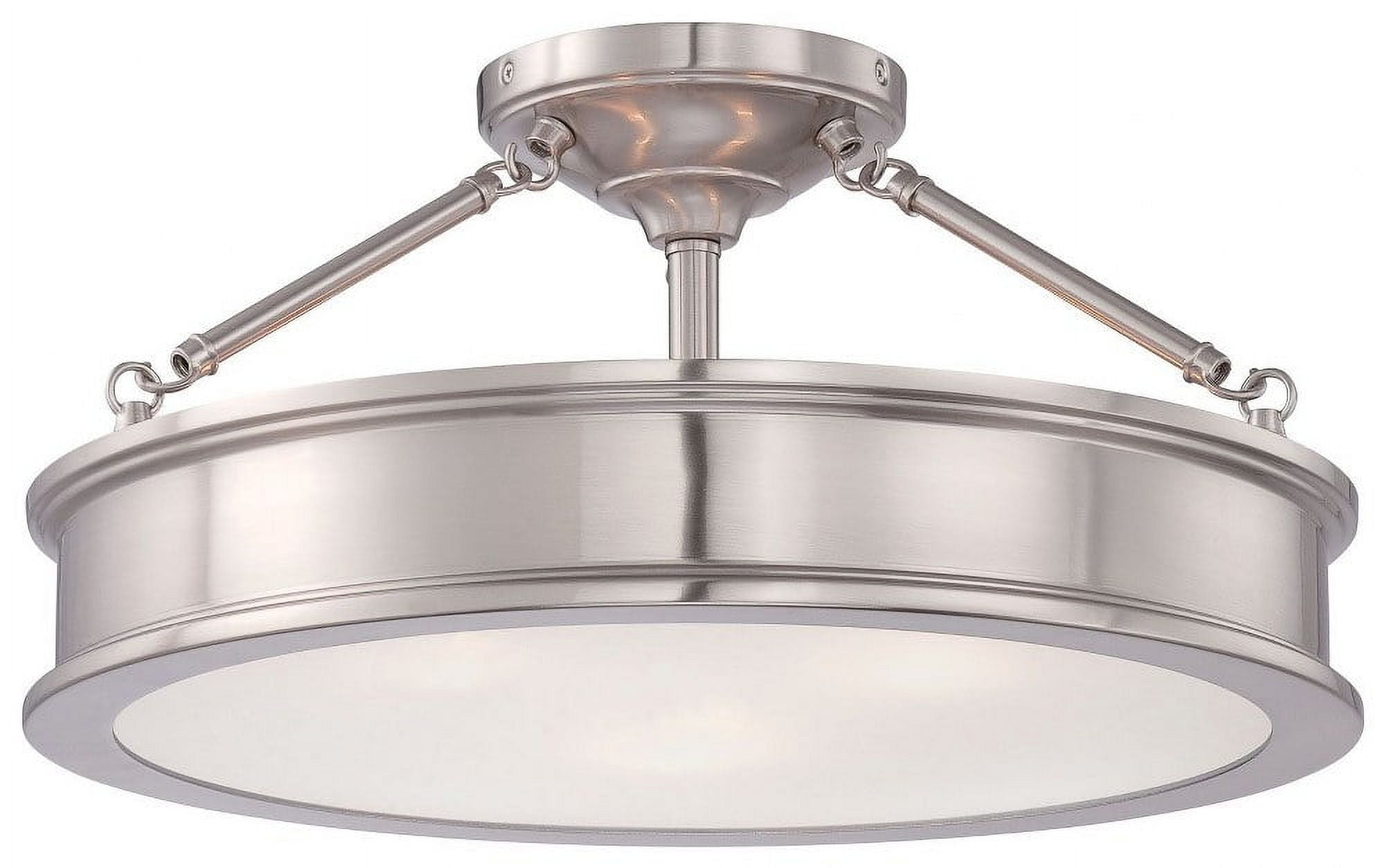 Harbour Point 19" Brushed Nickel Drum Semi-Flush Mount with Etched White Glass