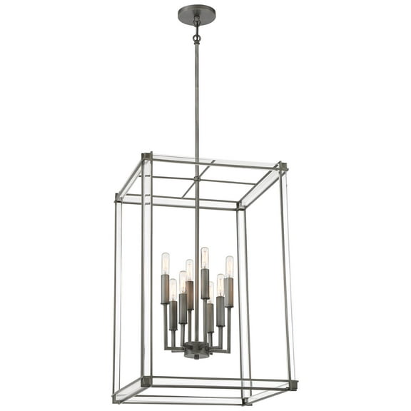 Minka Lavery Langen Square 18" Wide Antique Nickel Geometric 8-Light Pendant Light