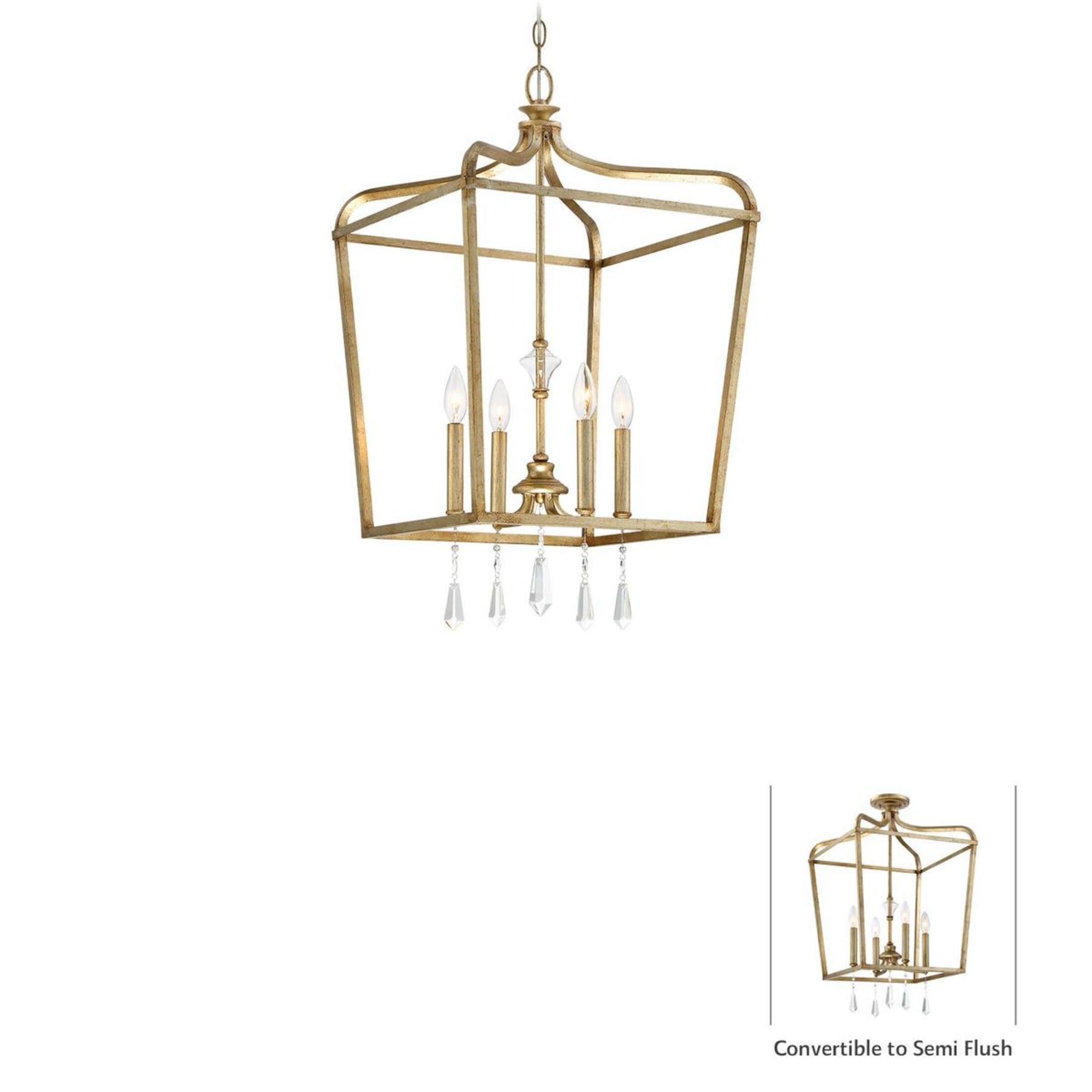Laurel Estate Brio Gold 4-Light Pendant with Crystal Accents