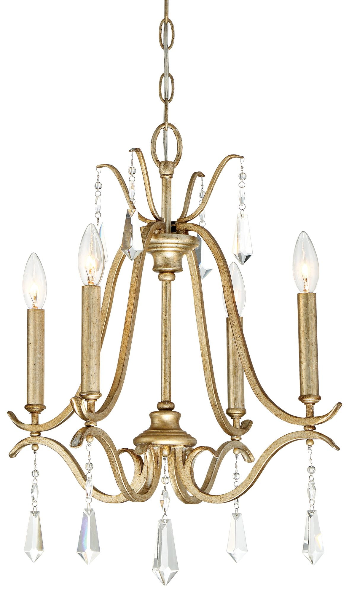 Mini Gold Crystal Candle Chandelier with Bell Shade